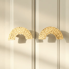 Hammered Finish Semi-Circular Brass Cabinet Door Handle Kitchen Drawer Pull - HAUSSLYON