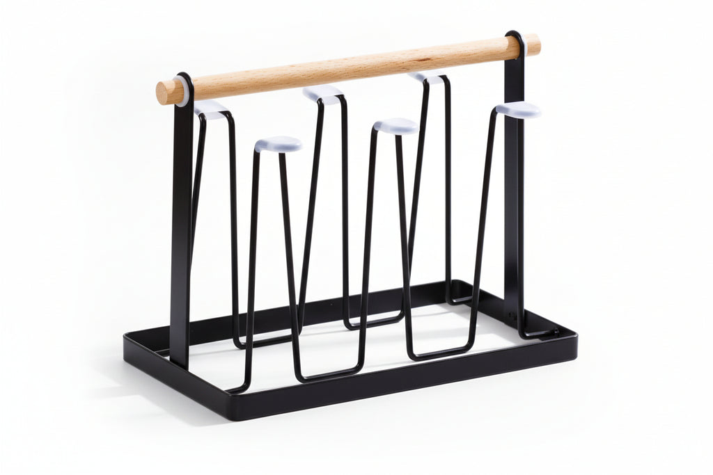 Household Wooden Handle Drain Cup Holder - HAUSSLYON