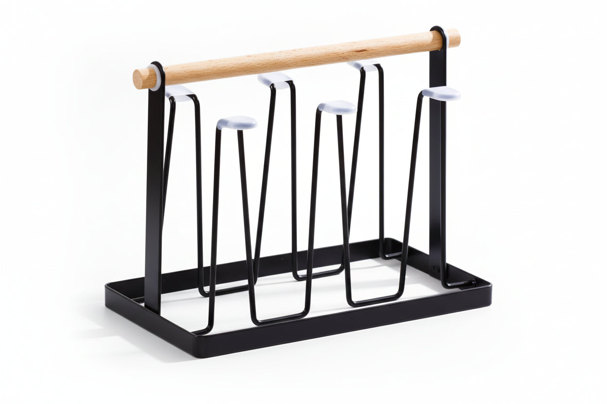 Household Wooden Handle Drain Cup Holder - HAUSSLYON