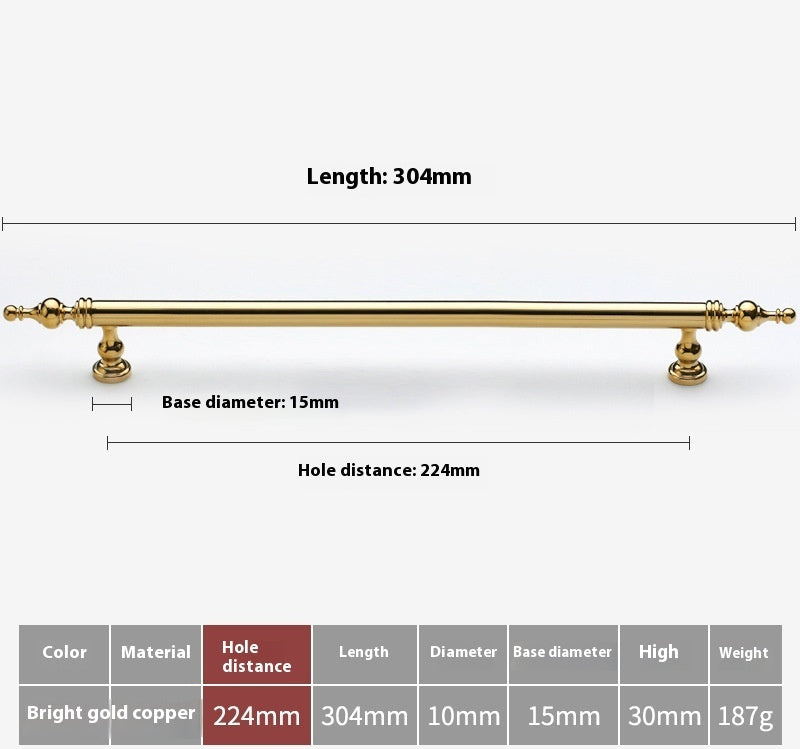 Bright Gold Wardrobe Drawer Cabinet Copper Handle - HAUSSLYON