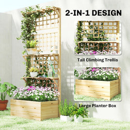 Jardinière surélevée AOSOM Ifrane pour plantes, en bois naturel avec structure robuste et espace pour la croissance des végétaux.