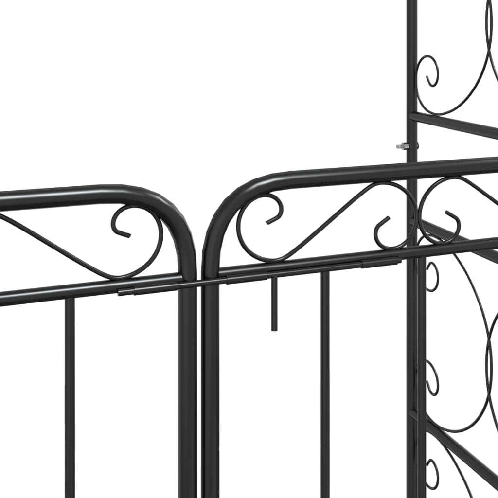 Garden Arch with Gate Black 108x45x235 cm Steel - HAUSSLYON