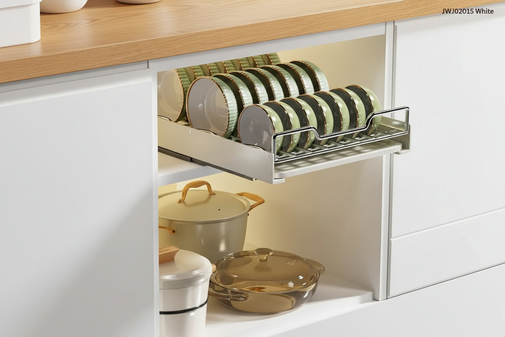 Stainless Steel Kitchen Cabinet Pull-out Drawer Type Dish Rack Storage Organizer - HAUSSLYON