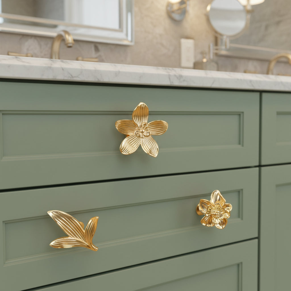 Creative Petal-shaped Single-hole Handle Antique New Chinese Style Small Handle - HAUSSLYON