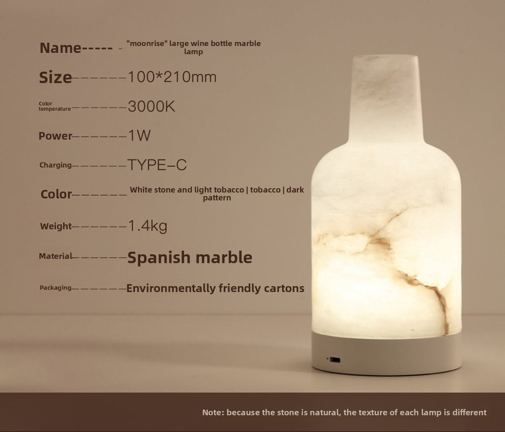 LAMPE PORTABLE EN MARBRE ESPAGNOL ALIMENTÉE PAR PILES - CANTORIA - HAUSSLYON