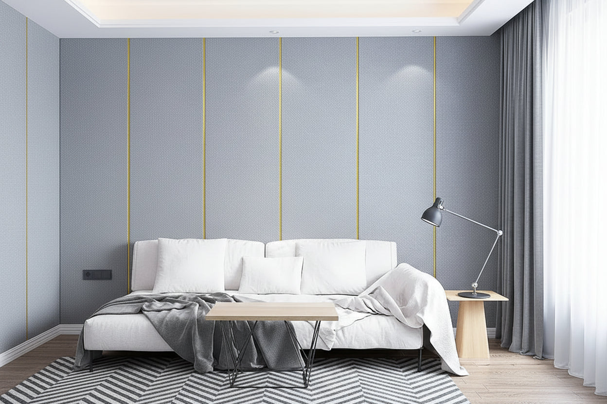 Self-adhesive Wall Covering Thickened Linen Texture Bedroom Headboard Wallpaper - HAUSSLYON