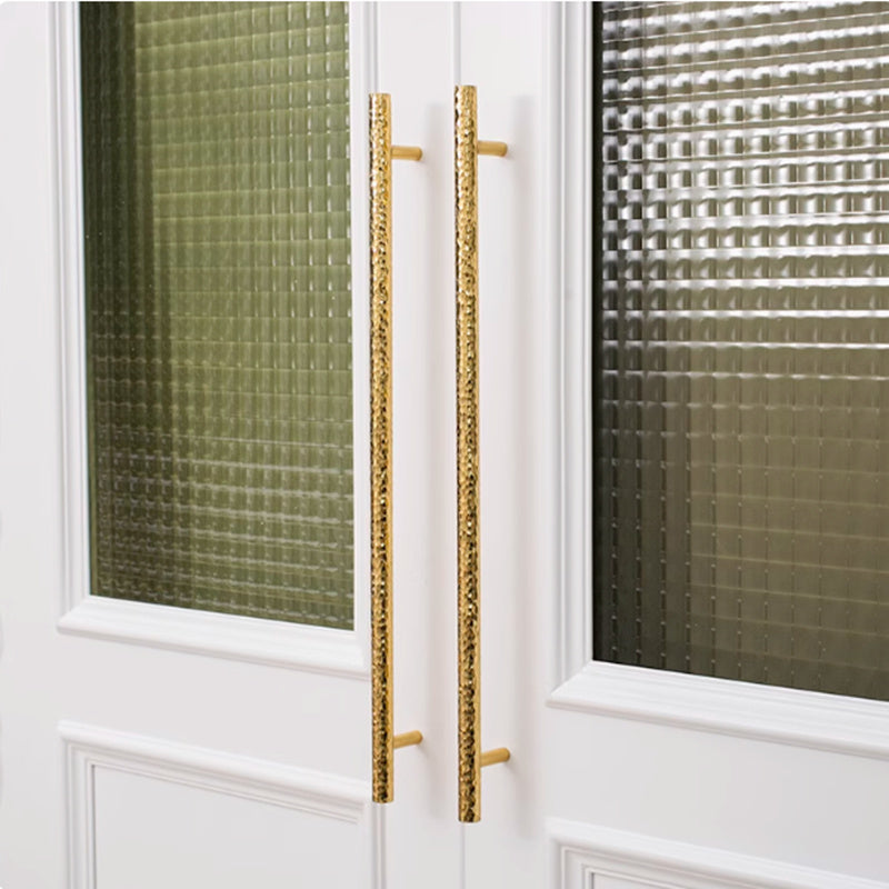 Brass Light Luxury Hammer Patterned Round Ball Long Handle - HAUSSLYON
