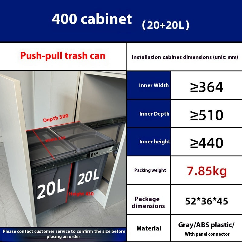 Cabinet Embedded Trash Can Hidden With Lid - HAUSSLYON