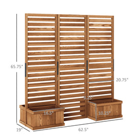 Treillis en bois AOSOM avec 4 jardinières, structure élégante pour jardin ou terrasse, en bois naturel.