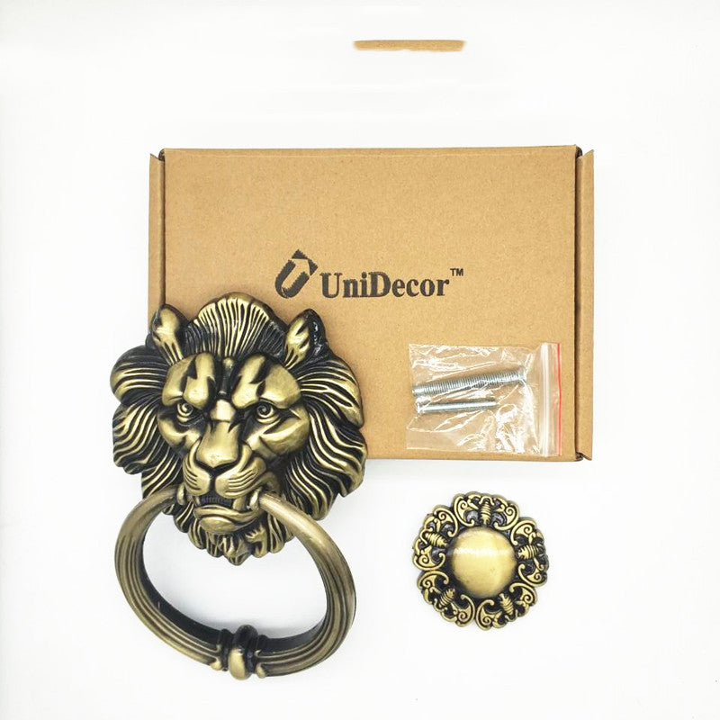 20cm Large Antique Lion Door Knocker Lionhead Doorknockers L - HAUSSLYON
