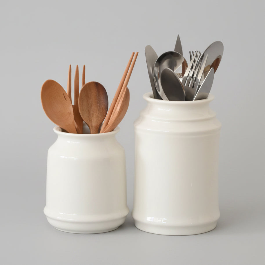 Pot de rangement en céramique pour spatules, modèle Arles, de la marque VidaXL, avec compartiments pour ustensiles de cuisine.