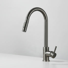 Robinet de cuisine Hausslyon Salem tactile en acier inoxydable avec levier, vue de face, moderne et fonctionnel.