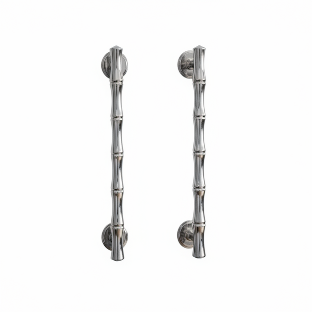 Poignées et boutons Kyotoji en chrome, accessoires de mobilier modernes, avec finition brillante pour décoration intérieure élégante.