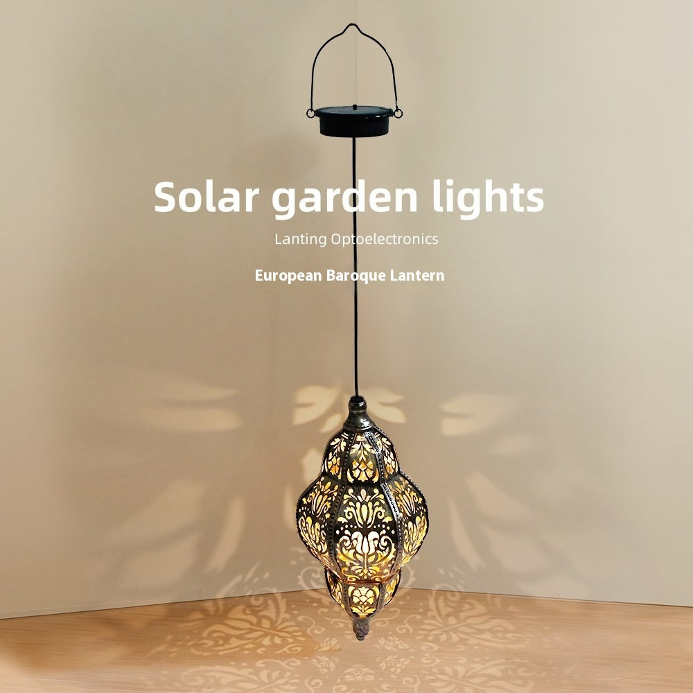 Solar Iron Hollow Lantern Courtyard Decoration Atmosphere Chandelier - HAUSSLYON