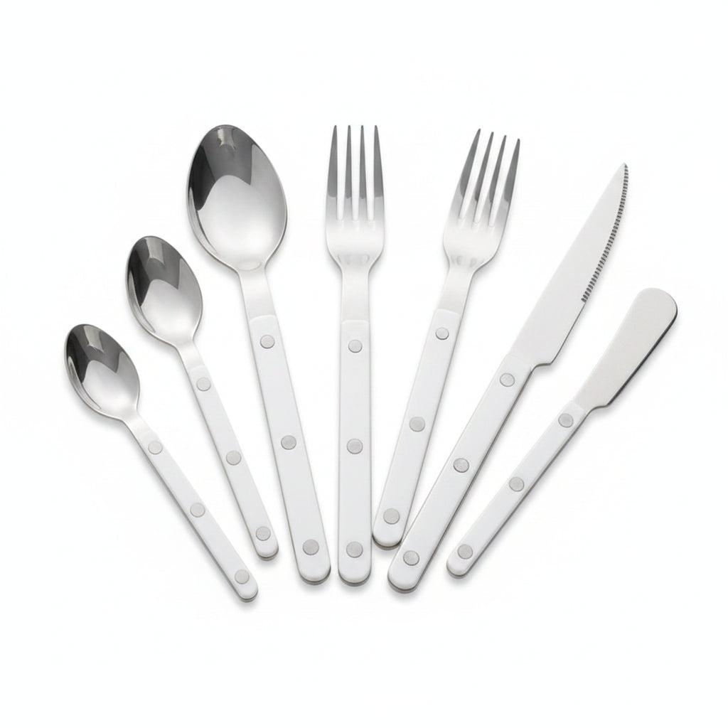 Couverts en acier inoxydable Hausslyon, set de 4 pièces, comprenant fourchette, couteau, cuillère et petite cuillère, pour repas élégants.