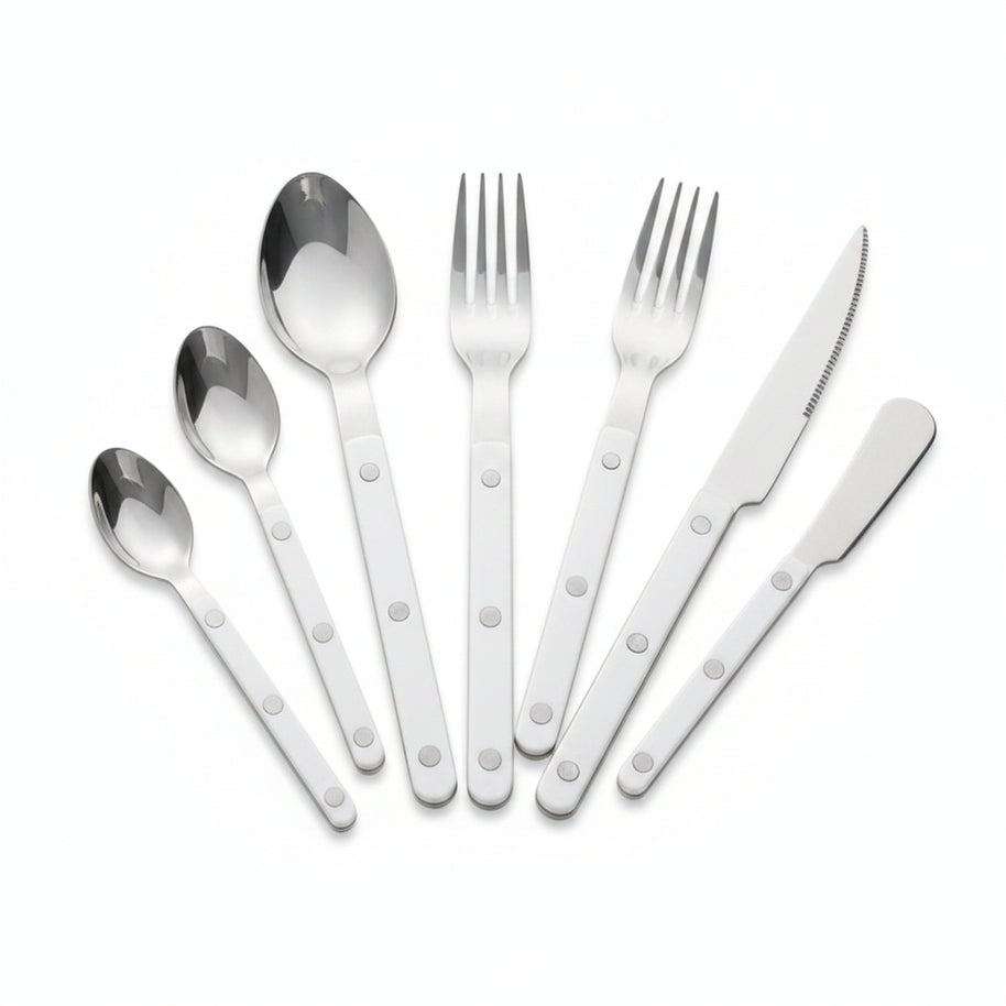 Couverts en acier inoxydable Hausslyon, set de 4 pièces, comprenant fourchette, couteau, cuillère et petite cuillère, pour repas élégants.