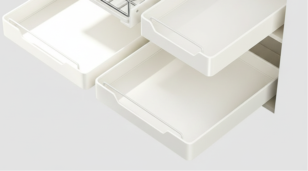 Étagère de rangement coulissante VidaXL pour armoire de cuisine avec plusieurs niveaux de stockage.