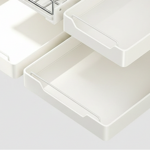 Étagère de rangement coulissante VidaXL pour armoire de cuisine avec plusieurs niveaux de stockage.