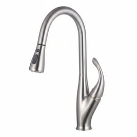 Robinet de cuisine VidaXL Fleury en acier inoxydable avec poignée rotative et aérateur, installation murale.