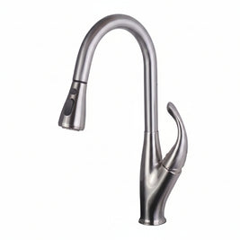 Robinet de cuisine VidaXL Fleury en acier inoxydable avec levier de commande, vue en gros plan sur le robinet installé.