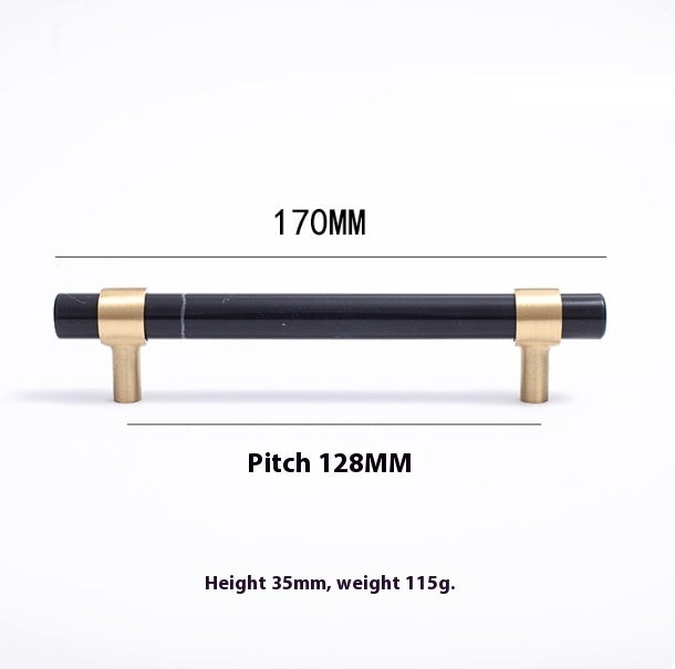 Natural Marble Pure Brass Door Handle - HAUSSLYON