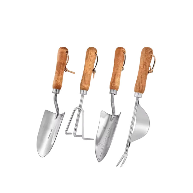 Outils de jardinage VidaXL, ensemble d'outils avec manches en bois et lames en métal pour l'entretien du jardin.