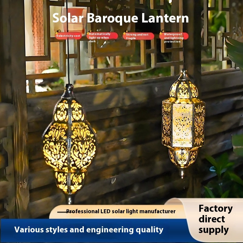 Solar Iron Hollow Lantern Courtyard Decoration Atmosphere Chandelier - HAUSSLYON