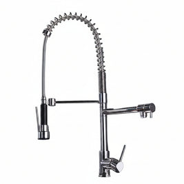 Robinet à évier extractible VidaXL, finition en acier inoxydable, avec tête pivotante pour cuisine.