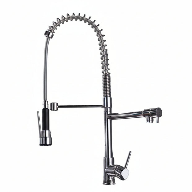 Robinet à évier extractible VidaXL, finition en acier inoxydable, avec tête pivotante pour cuisine.