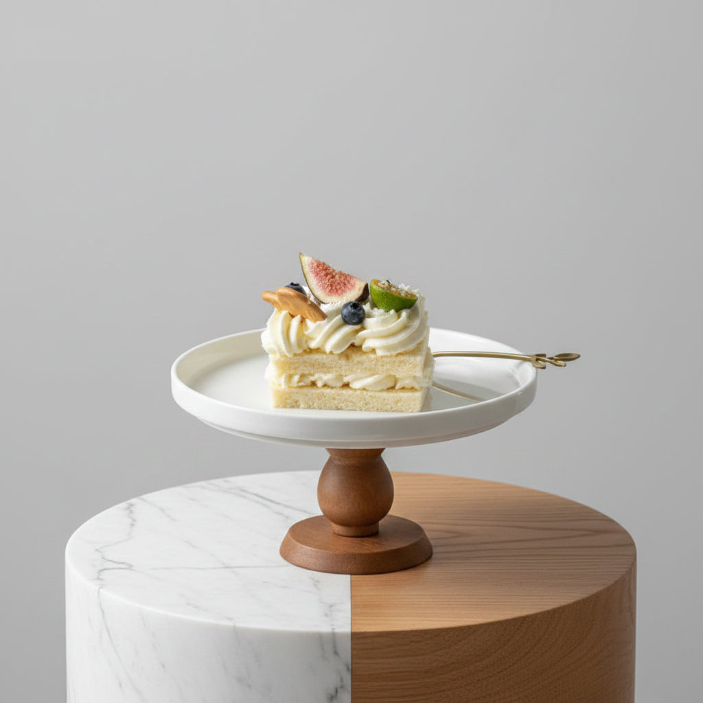 Plateau à dessert en bois et porcelaine VidaXL avec surface rosewood, idéal pour présenter desserts et friandises élégamment.