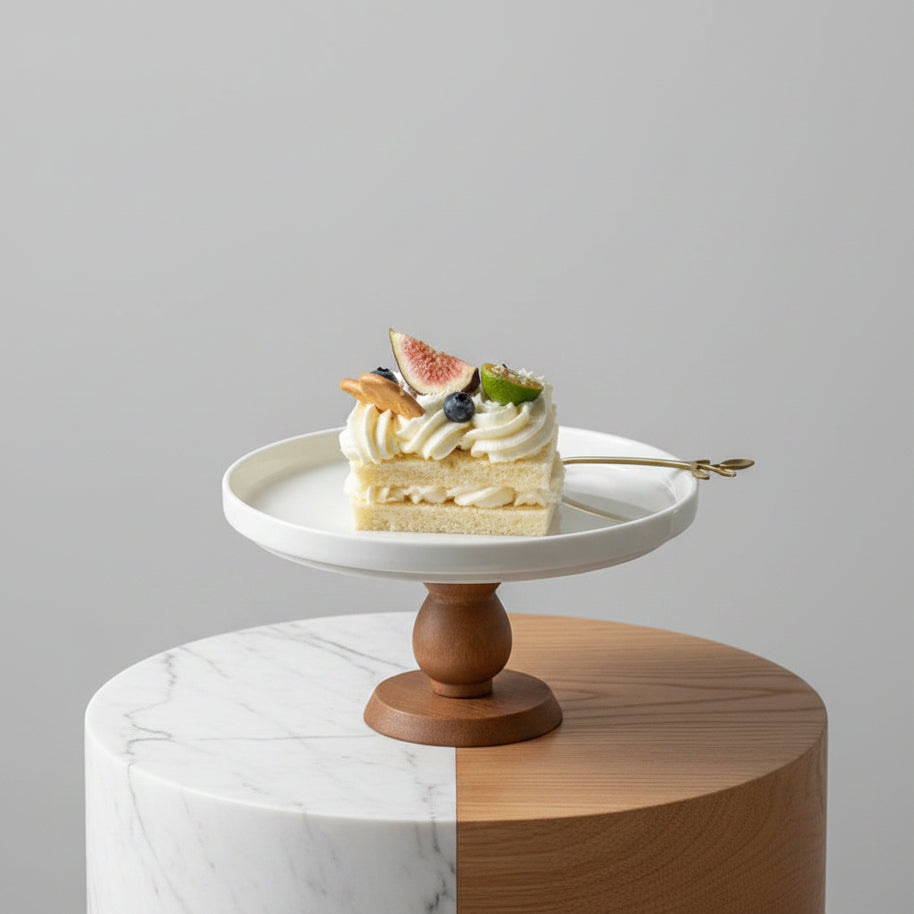 Plateau à dessert en bois et porcelaine VidaXL avec surface rosewood, idéal pour présenter desserts et friandises élégamment.