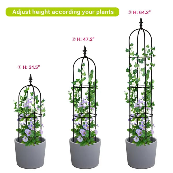 6.2ft Garden Obelisk Trellis Lightweight Rustproof Plastic Coated Metal Tall Tower Trellis Stand - HAUSSLYON