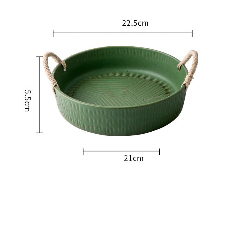 Household Handmade Binaural Ceramic Tableware Bowl - HAUSSLYON