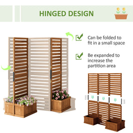 Treillis en bois AOSOM avec 4 jardinières, structure solide pour jardinage et décoration extérieure.