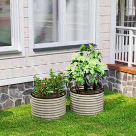Ensemble de 2 bacs à jardin surélevés Rosemère blanc crème, en plastique durable, pour cultiver des plantes et légumes.