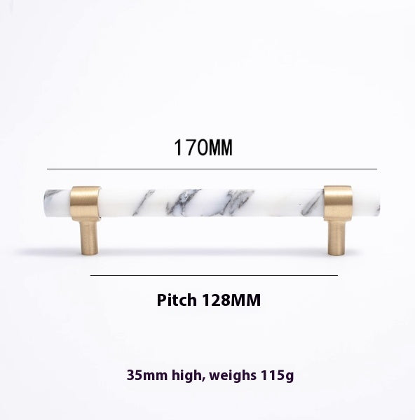 Natural Marble Pure Brass Door Handle - HAUSSLYON