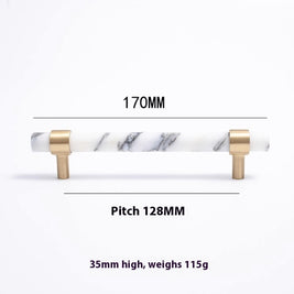 Natural Marble Pure Brass Door Handle - HAUSSLYON