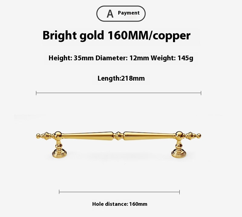 Bright Gold Wardrobe Drawer Cabinet Copper Handle - HAUSSLYON