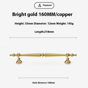 Bright Gold Wardrobe Drawer Cabinet Copper Handle - HAUSSLYON