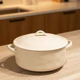Soupière en porcelaine avec couvercle Hauslyon Northfolk, élégante, blanche, avec motif délicat, idéale pour servir la soupe.