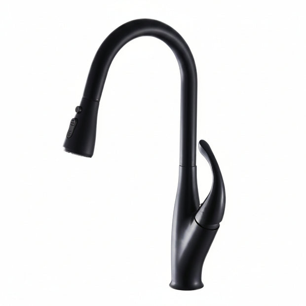 Robinet de cuisine VidaXL Fleury en acier inoxydable avec poignée tournante et sortie flexible.
