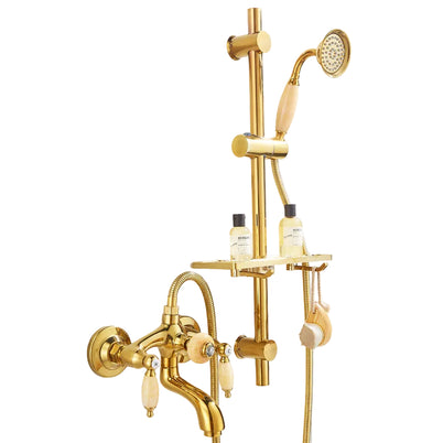 Robinet de baignoire VidaXL Venise en laiton avec poignée, vue en gros plan sur le design élégant et la finition brillante.