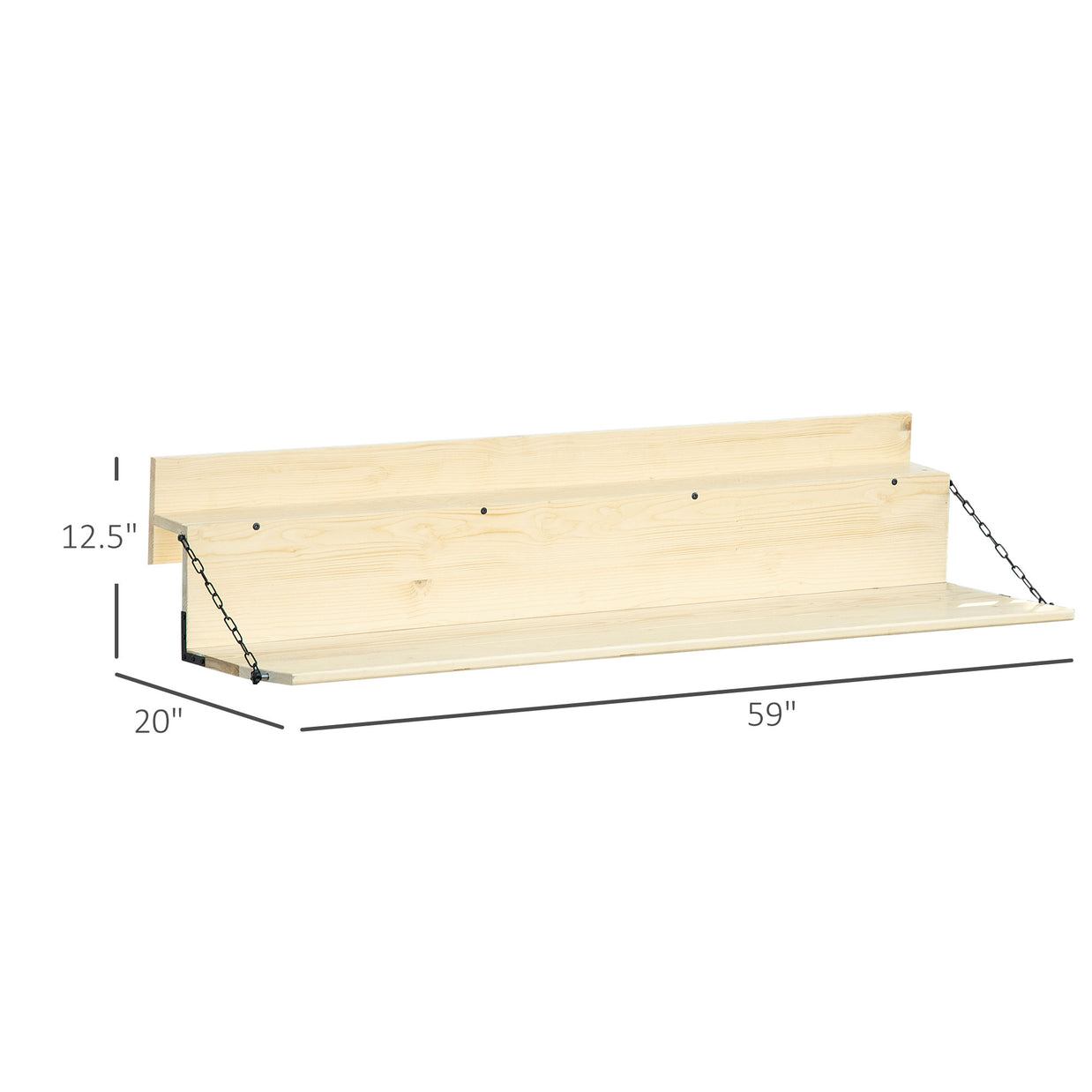 Table suspendue pliante Normandie AOSOM avec surface en bois clair et structure métallique compacte.