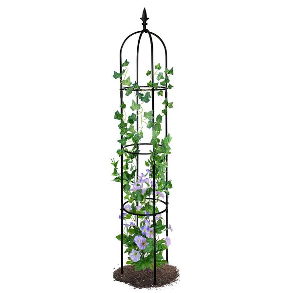 6.2ft Garden Obelisk Trellis Lightweight Rustproof Plastic Coated Metal Tall Tower Trellis Stand - HAUSSLYON