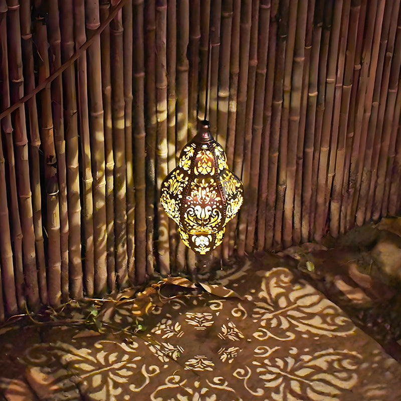 Solar Iron Hollow Lantern Courtyard Decoration Atmosphere Chandelier - HAUSSLYON