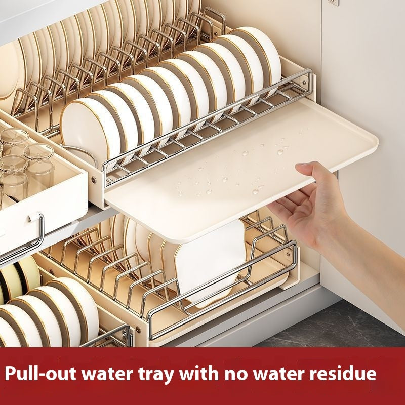 Kitchen Household Bowl Plate Plate Storage Rack Cabinet Built-in Drawer Draining Basket Bowl Rack - HAUSSLYON