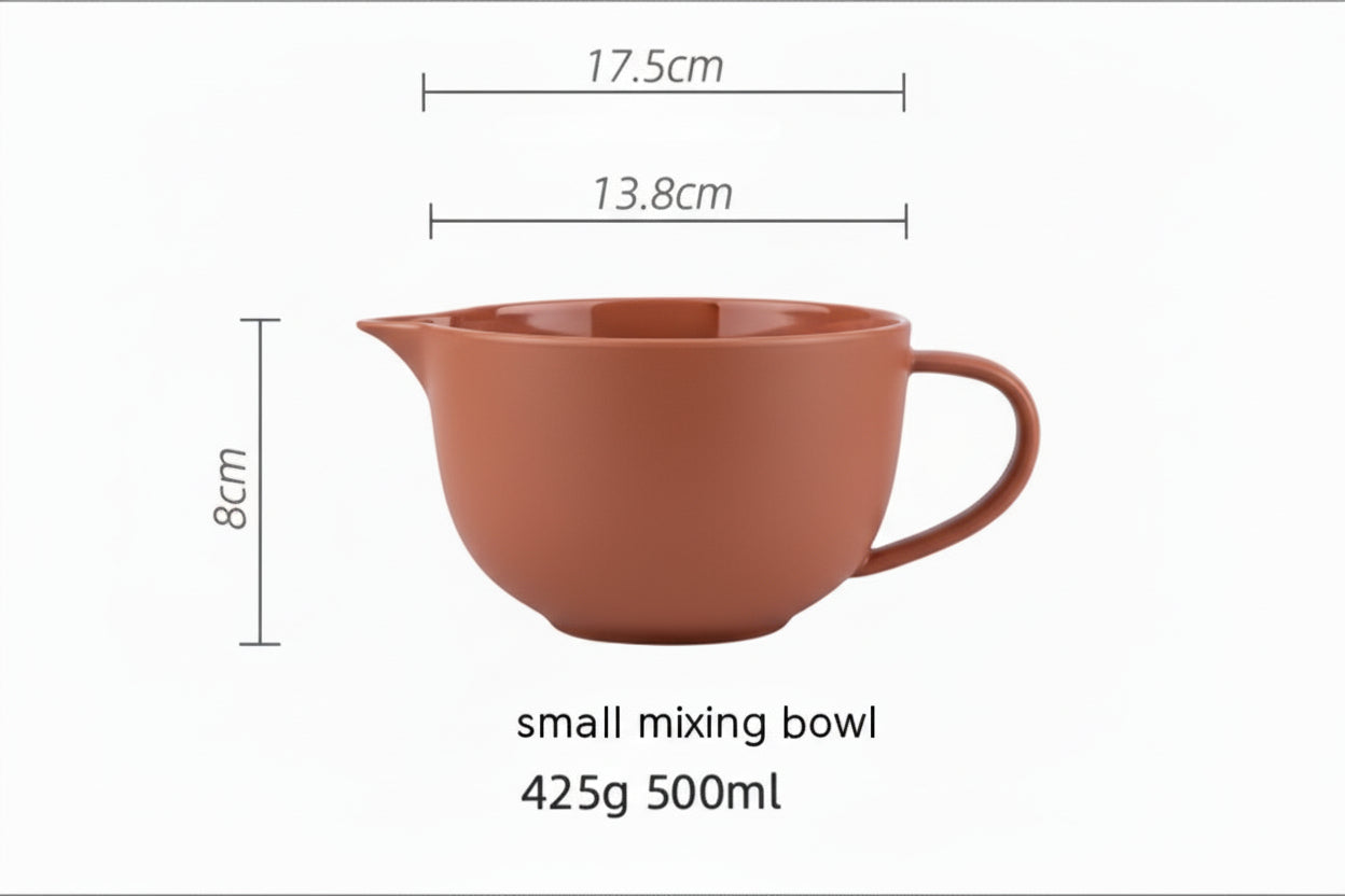 Ceramic Mixing Bowl Egg Beating Handle Baking At Home Pointed Drainage - HAUSSLYON