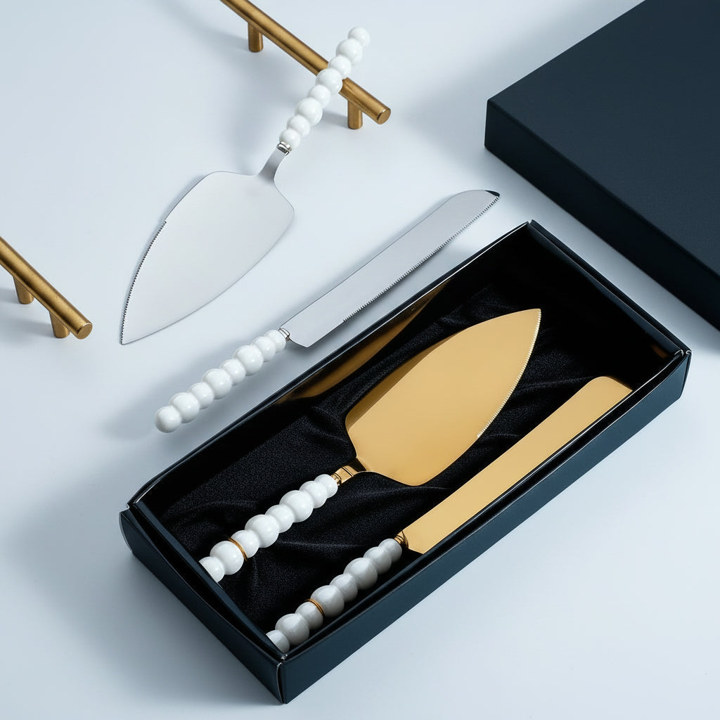 Spatules VidaXL Athènes en acier inoxydable pour cuisine, avec manche en bois, visibles sur l'image.