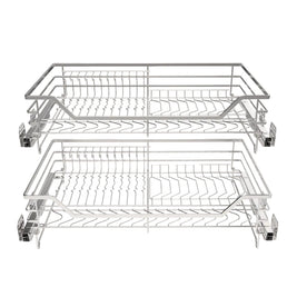 Tiroir coulissant double en acier inoxydable VidaXL, structure robuste et design moderne, pour rangement pratique et durable.