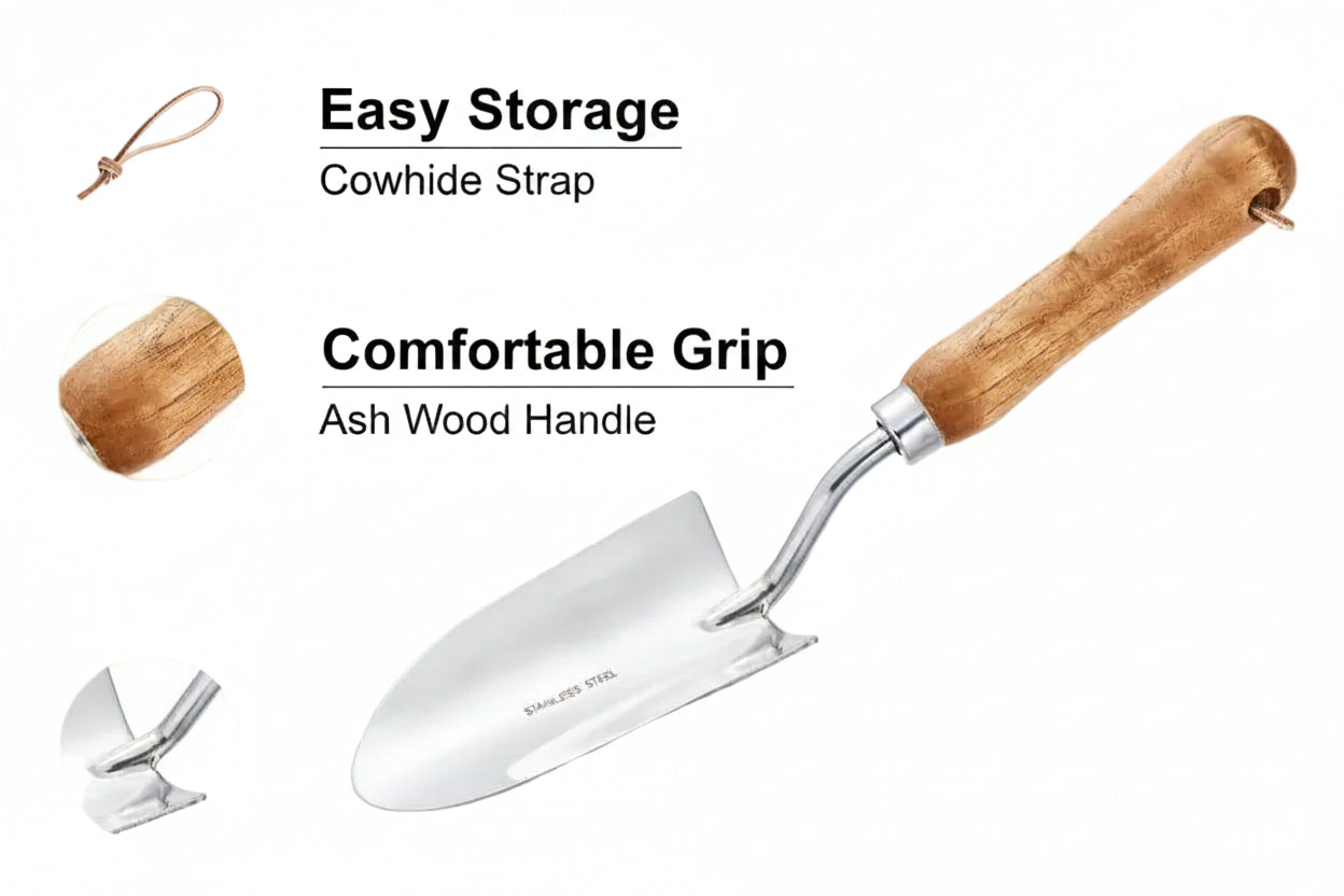 Wooden Handle Steel Gardening Tools Small Shovel - HAUSSLYON